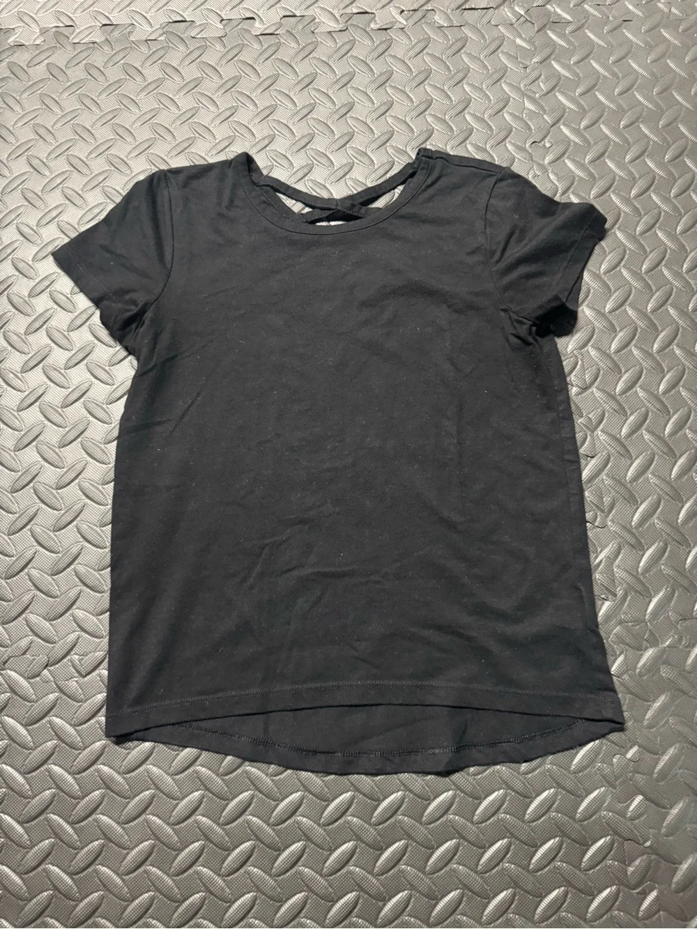 Old Navy Girls Black Softest Tee Criss Cross Back Top Size L 10-12